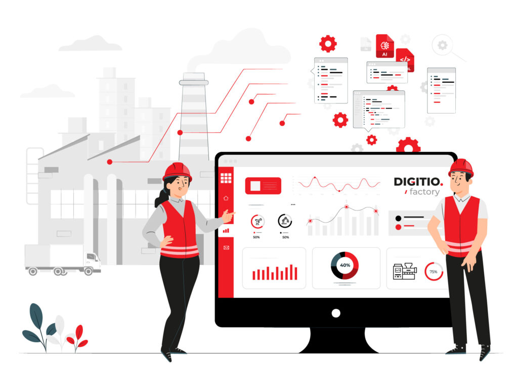 Ilustracja przedstawiająca system Digitio Factory