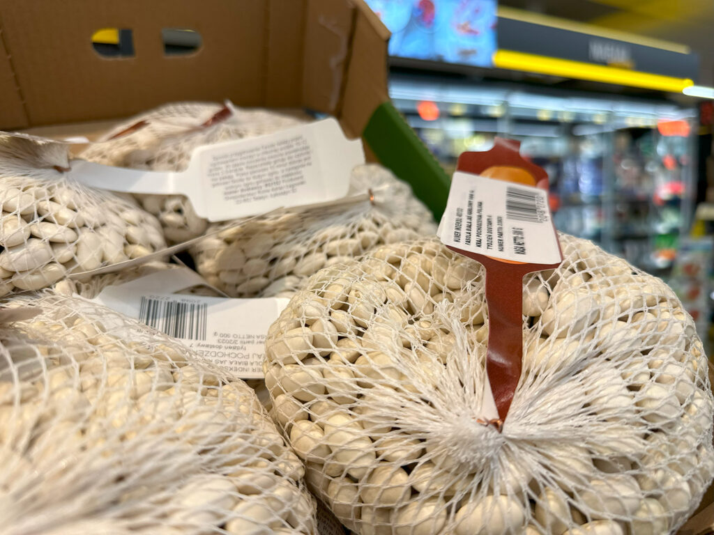 Photo of food products with barcode labels