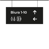 Ikona tablic wiszących typu wayfinding – oznakowanie sufitowe