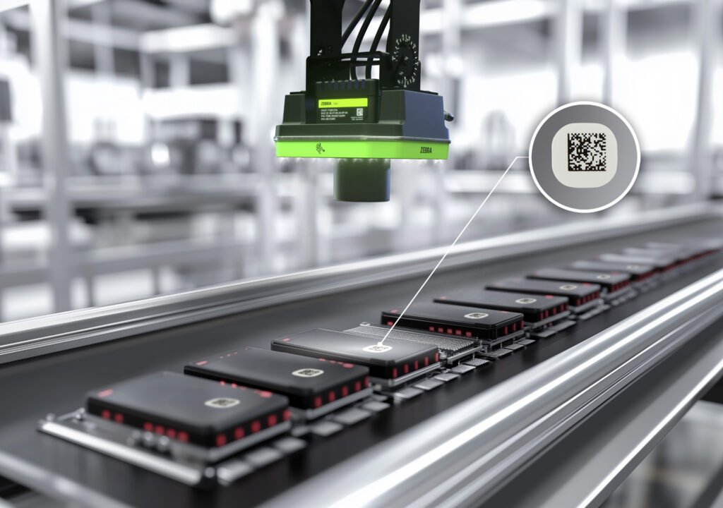 Wizyjna kontrola jakości na linii produkcyjnej - Zebra machine vision - skanowanie kodu Data Matrix umieszczonego na chipach