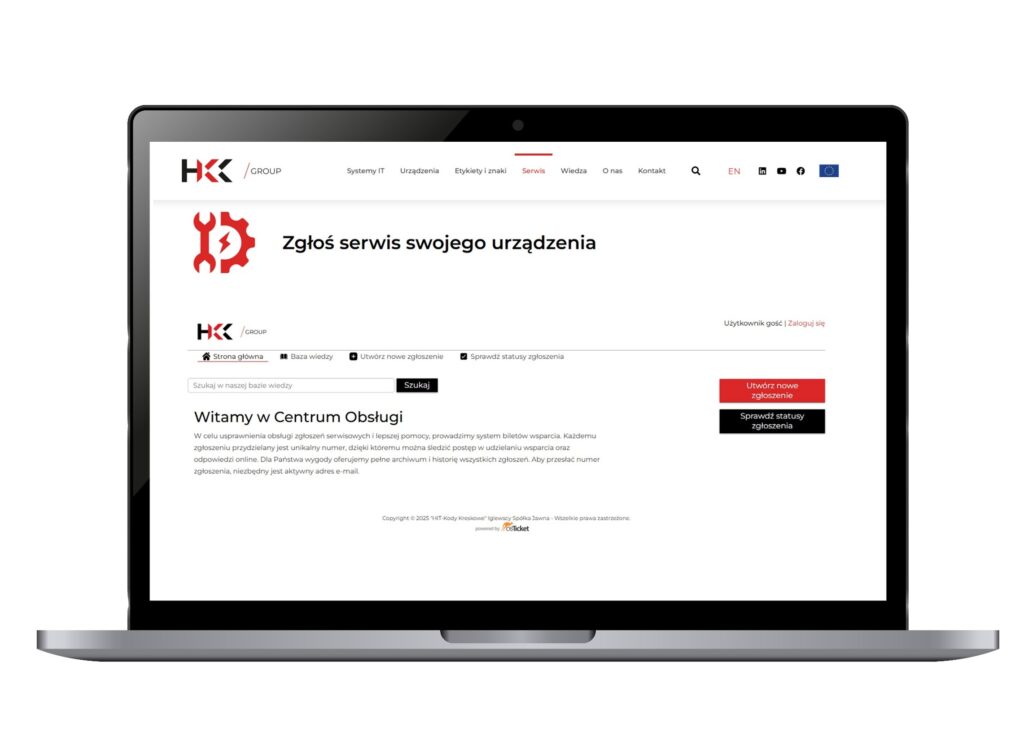 System RMA w HKK Group - widok laptopa z działającym systemem