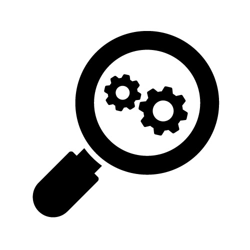 Ikona lupa koła zębate
