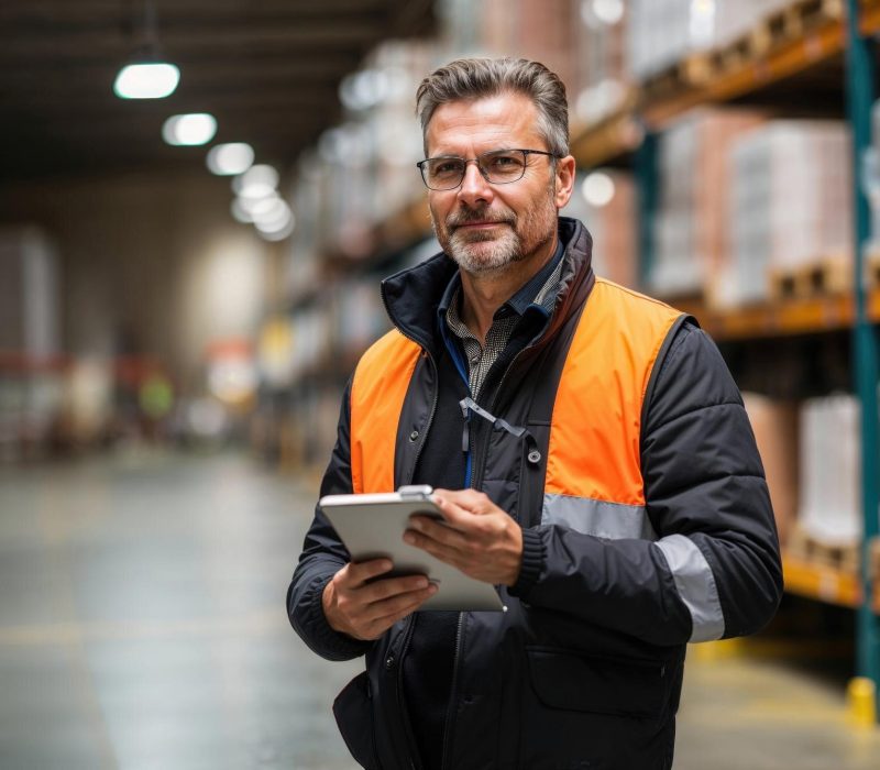 Warehouse manager against the background of the hall - photo by HKK Group representative