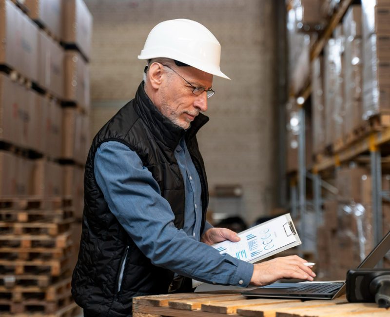 Warehouse worker using HKK Group's WMS system